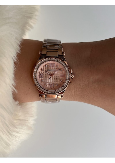 Ferrucci Fr55129 Zirkon Taşlı Şık Çelik Kordon Ve Kasa Kadın Kol Saati Bronz
