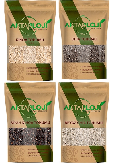 50 Gr Beyaz Chia + 50 Gr Beyaz Kinoa + 50 Gr Siyah Chia + 50 Gr Siyah Kinoa Tohumu 1. Kalite