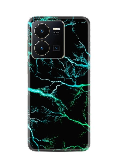Vivo Y36 Kılıf Silikon Desen Özel Seri Green Thunder 1693