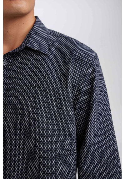 DeFacto Modern Fit Modern Kesim Poplin Desenli Pamuk Karışımlı Uzun Kollu Gömlek D3377AX24AUNV82 Lacivert DeFacto Modern Fit Modern Kesim Poplin Desenli Pamuk Karışımlı Uzun Kollu Gömlek D3377AX24AUNV82 Lacivert