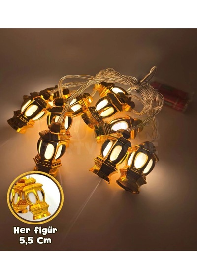 10 Ledli 2 Metre 5.5 Cm Figürlü Ramazan Süsü Led Altın