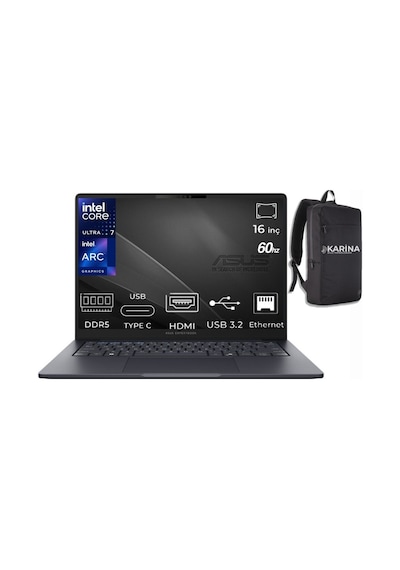 Asus ExperTBook B5  B5605CCA-716512B1D-K13 U7-255H 32 GB 2TB  16" Free Dos WUXGA Dizüstü Bilgisayar