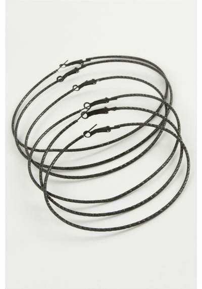 Çizgili - 836 - Metal Halka Küpe 6 - Nazblsmm - Adet Sarı