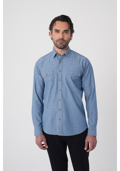 Bisse Erkek Regular Fit Uzun Kollu Denim Casual Gömlek Gmdnm252165 D35 Mavi