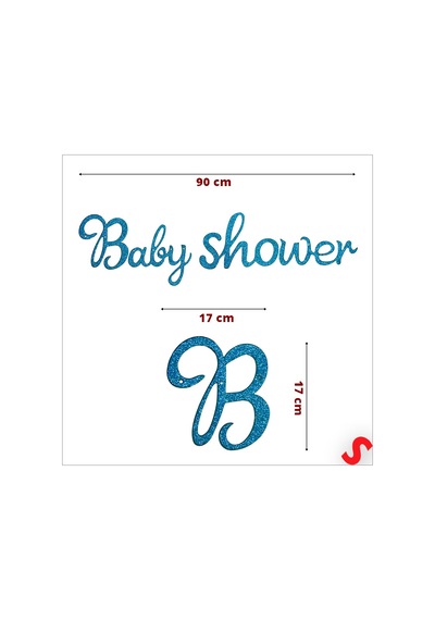 Baby Shower Simli Folyo Karton Banner, 90 Cm - Mavi Diğer