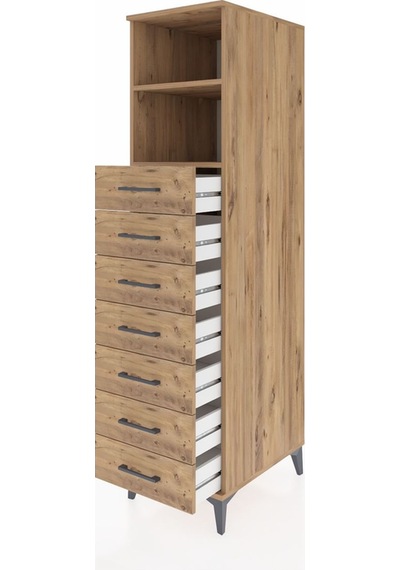 Kronos Dolap 2 Raflı 7 Çekmeceli 44x59x182 Çam-çam Çam