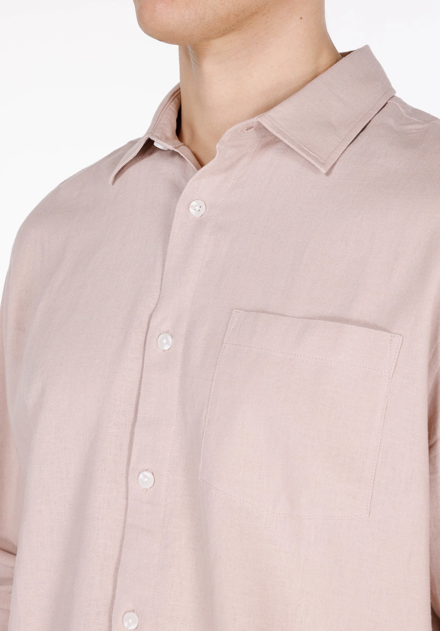 Colin's Colins Relax Fit Shirt Neck Düz Erkek Pembe Uzun Kol Gömlek Cl1074490 Q1.v1 Plı Pembe