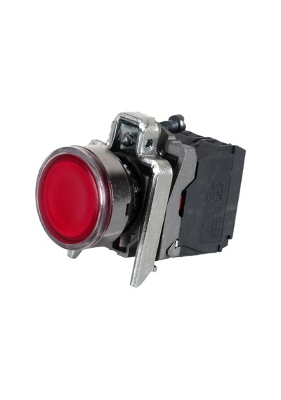 Schneider 24V 22MM - 1NA+1NK Kırmızı Led Işıklı Normal Buton