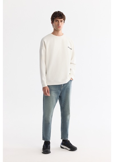 Avva Erkek Ekru Bisiklet Yaka Elastan Oversize Fit Sweatshirt A42y1248