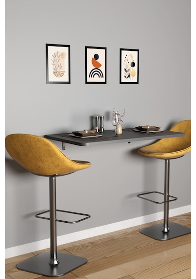 Katlanabilir Duvara Monte Mutfak Masası - 50x90 Cm Yemek Ve Hazırlık Masası Antrasit