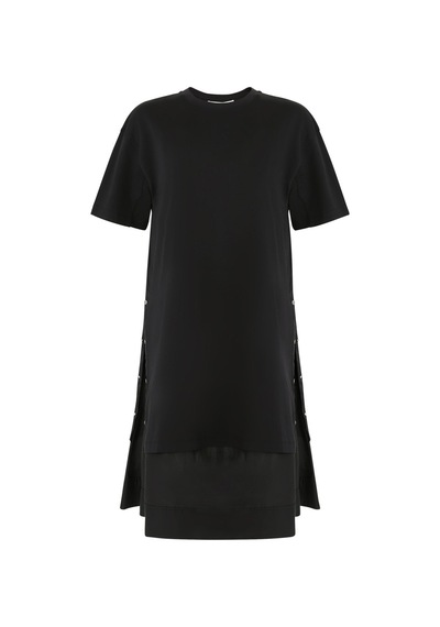 3.1 Phillip Lim Etekli Oversize Tişört Kombo Elbise Rahat Ve Şık Kadın Elbisesi Siyah