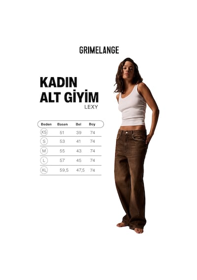 Grımelange Grimelange Lexy Kadın Standart Bel Baggy Balon Jean Kahverengi Pantolon