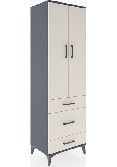 Hyperion Dolap 2 Raflı 3 Çekmeceli Tek Askılı 60x44x195 Antra... Antrasit