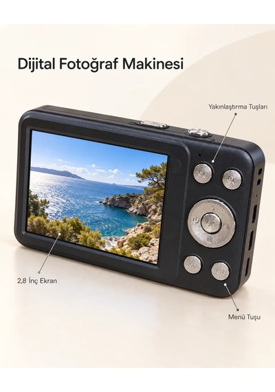 64 Gb A Kadar Hafıza Kartı Destekli Siyah Dijital Fotoğraf Makinesi