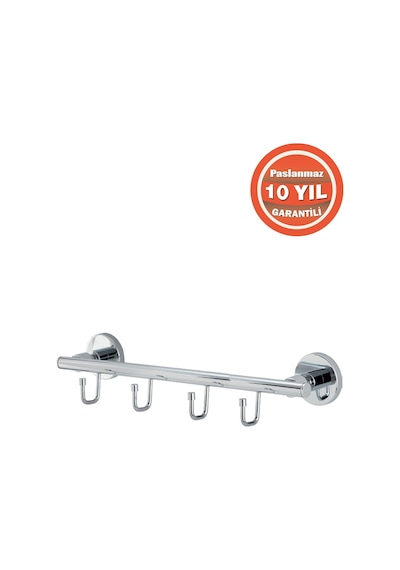 Çelik Banyo Paslanmaz Pirinç Flora 4^lü Set Askılık Havlu Askısı Krom