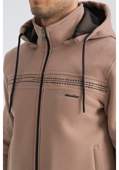 Shooter Sportswear Shooter Erkek Premium Kışlık Eşofman Takımı Regular Kapüşonlu Vizon