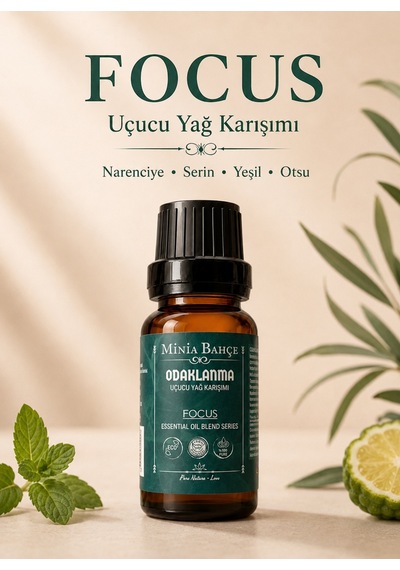Minia Bahçe Odaklanma Focus Uçucu Yağ Karışımı Bergamot Nane ve Nioli Yağları 10 ML