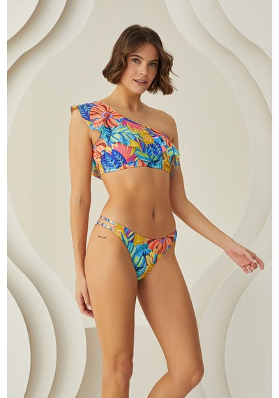 Loya Kadın Renkli Fresh Flower Tek Omuz Tek Üst Bikini Çok Renkli