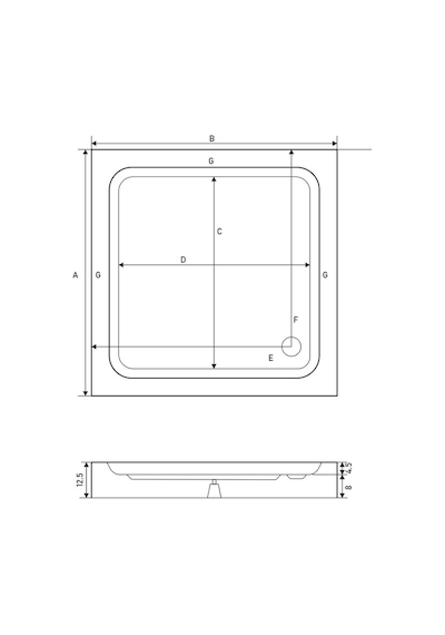 Shower 90X90 Kare Monoblok Duş Teknesi