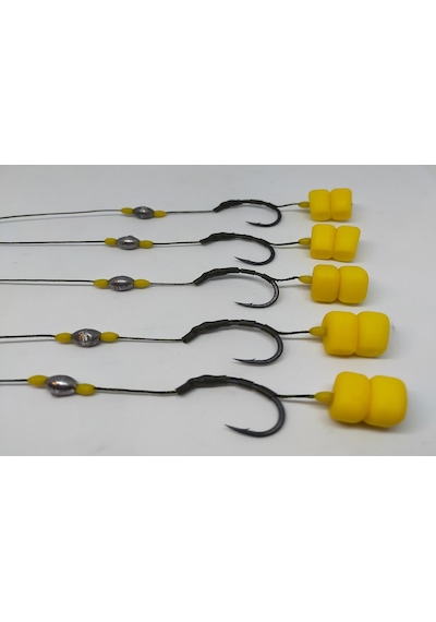 Yüzen Çift Mısırlı Hazır Sazan Rig Takımı ( 5' Li Set)