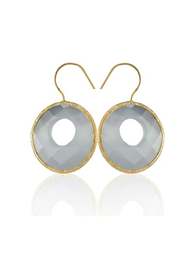 Kadir Jewellery 22 Ayar Altın Kaplama Kadın Taşlı Küpe -el İşçiliği Ve Hipoalerjenik Küpe Gri 24407366