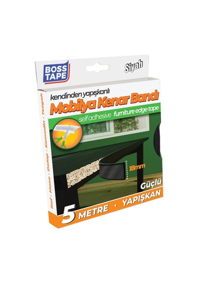 Mobilya Kenar Bandı Kendinden Yapışkanlı 18 Mm 5 Metre Siyah