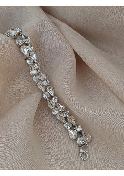 Eva Takı Store Geometrik Damla Çiçek Model Silver Renk Bileklik Gümüş