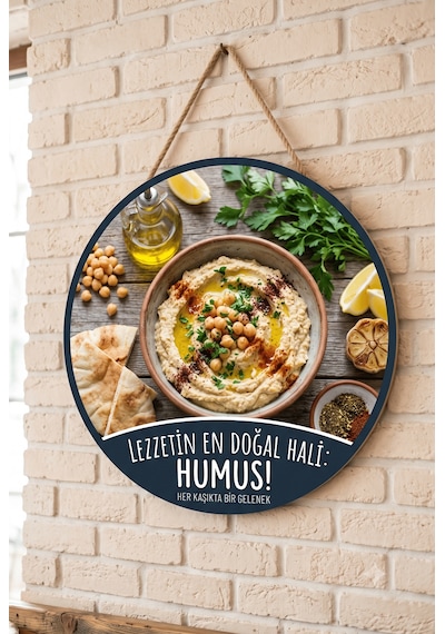 Humus Meze Temalı Restoranlar Şarküteriler Balıkçılar İçin Ahşap Duvar Kapı Dekoratif Süs Tablo