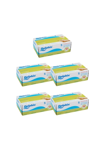 Dolphin Pudralı Lateks Eldiven Beyaz 5 x 100'lü
