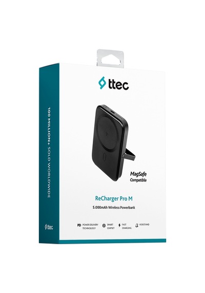 Ttec Recharger Pro M 5.000mah Magsafe Uyumlu Pd 20w Stantlı Kablosuz Taşınabilir Hızlı Şarj Aleti/powerbank 2bb219 Siyah