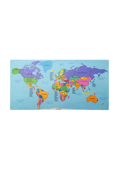 Ahşap Çift Katlı Dünya Haritası Puzzle 50 Parça Eğitici Ve Öğretici Coğrafya Oyunu