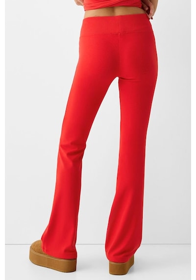 Madmext Kırmızı Beli Fitilli Yüksek Bel İspanyol Paça Pantolon Mg2096-kırmızı Kırmızı
