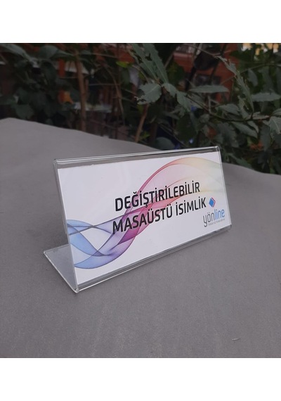 Şeffaf Değiştirilebilir Yatay Masaüstü Isimlik - 15x7 Cm Diğer