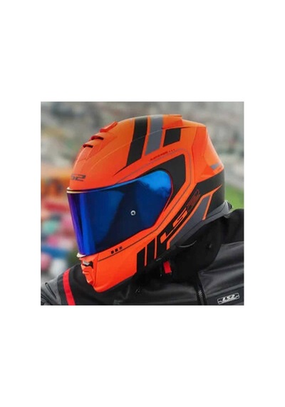 Ls2 Storm 2 Fist Full Face Motosiklet Kaskı Şeffaf + Gökkuşağı Vizörlü Turuncu - Siyah