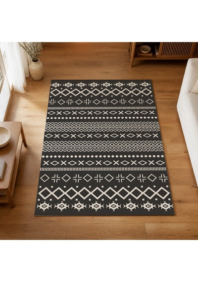 Kartela Halı Nera Halı Kaymaz Taban Makinede Yıkanabilir Halı Antrasit - 80 X 120 Cm