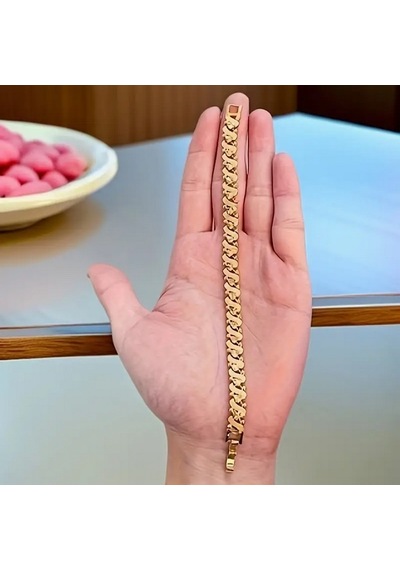 Gold Renk Otantik Motif Model Özel Günler Zarif Tasarım Yüksek Kaliteli Parlak Bileklik - 1272 Gold