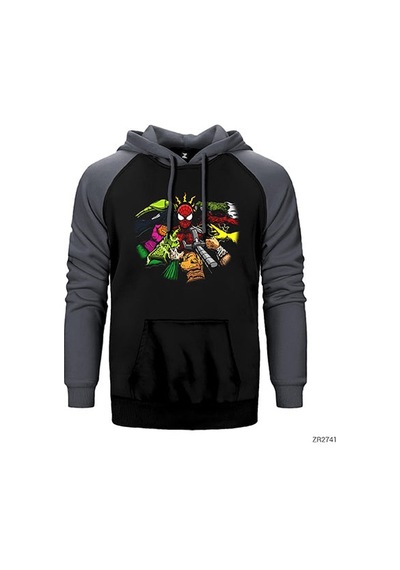 Spiderman And Enemies Sarı Renk Reglan Kol Sweatshirt / Hoodie