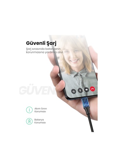 Ugreen Usb 2.0 A To Micro Usb Örgülü Hızlı Şarj Kablosu, 1m, Siyah, 60146