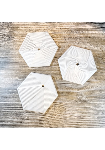 3d Baskı Super Fidget Coaster Seti - Altıgen Desenli Bardak Altlığı Ve Tutucu-beyaz Diğer
