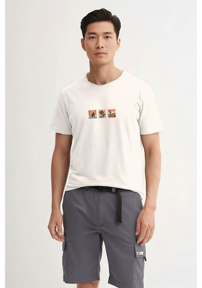Bad Bear Rose Beyaz Erkek Baskılı Tişört Beyaz