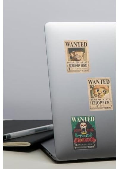 One Piece Wanted Tasarımlı Düz Kesim Sticker Seti - 2,60 Cm X 3,80 Cm 20 Adet Sticker Abanoz