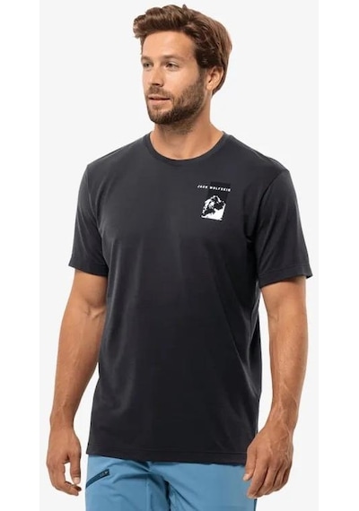 Jack Wolfskin Vonnan S/s Graphic T M Erkek Tişört 1809941-6350 Siyah
