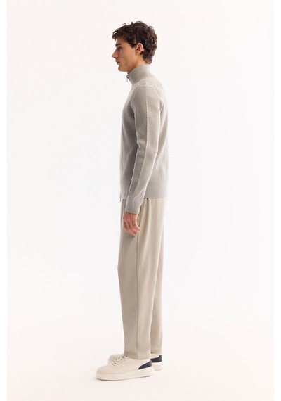 Avva Erkek Gri Dik Yaka Fermuarlı Pamuklu Soft Touch Dokulu Regular Fit Hırka A52y5181