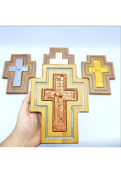 Epoksi Kanallı El Yapımı Ahşap Haç , Karanlıkta Parlayan Epoksi Sanatı, Hristiyan Ev Dekorasyonu 66064589