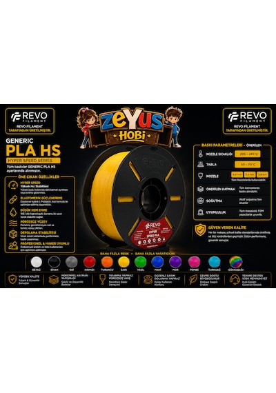 Generic Pla Hs Hyper Speed Filament Sarı 1.75 Mm 1000 Gr Sarı Filament