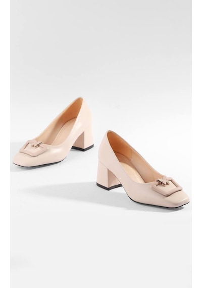 Paris Shoes Paris Bej Kelebek Detaylı Aksesuarlı Topuklu Ayakkabı W24101-bej Bej
