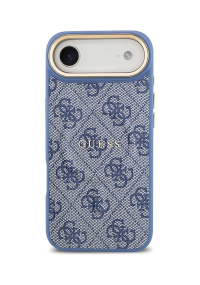 Apple Uyumlu iPhone 17 Air Kılıf Guess Lisanslı M-safe Şarjlı Gold Kamera Çerçeveli Pu Deri Yazı Logolu Mavi Mavi