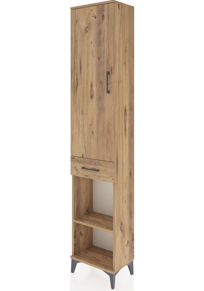 Arges Dolap 3 Raflı Tek Çekmeceli Tek Askılı 44x30x221 Çam-çam Çam