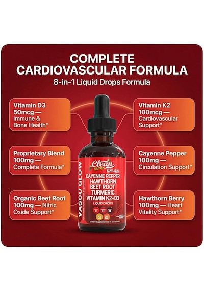 Clean Nutraceuticals Caye.nne Pepper Drops Supplement Liquid + Hawthorn Berry, Vitamin D3 60 Ml Usa Menşeii Dmmedicineden Orijinal