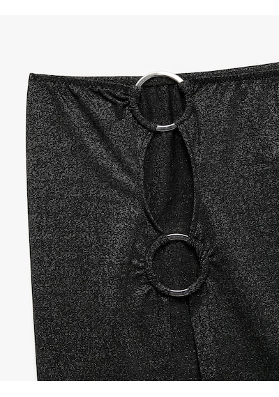 Koton Slim Fit Simli Aksesuarlı Pencere Detaylı Mini Pareo Etek Siyah 5sak70001mk